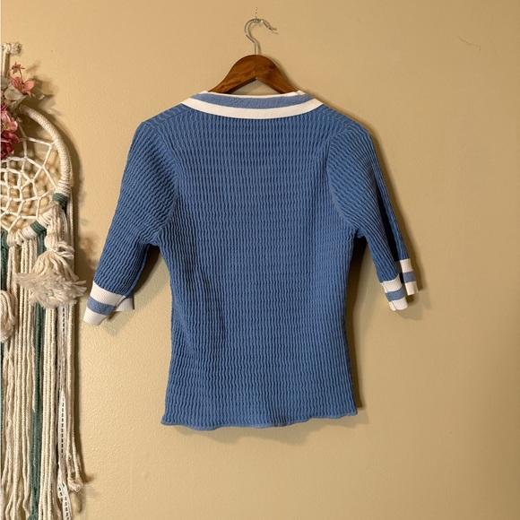 Veronica Beard Jorja Half Zip Polo Top Blue Size XL - Picture 4 of 7